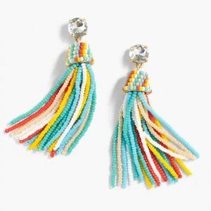 J CREW Fun Tassel drop earrings #G6837 crystal top multicolor beads
